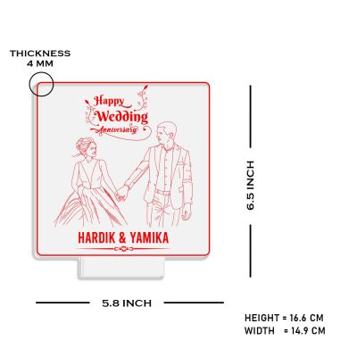 Personalized Happy Wedding Anniversary Night Lamp with Warm White Light Customized with Names Anniversary Gifts for Couple